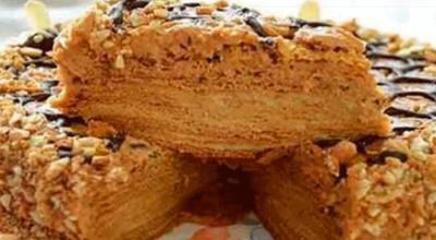Пышный и большой торт «Медовик» с заварным кремом