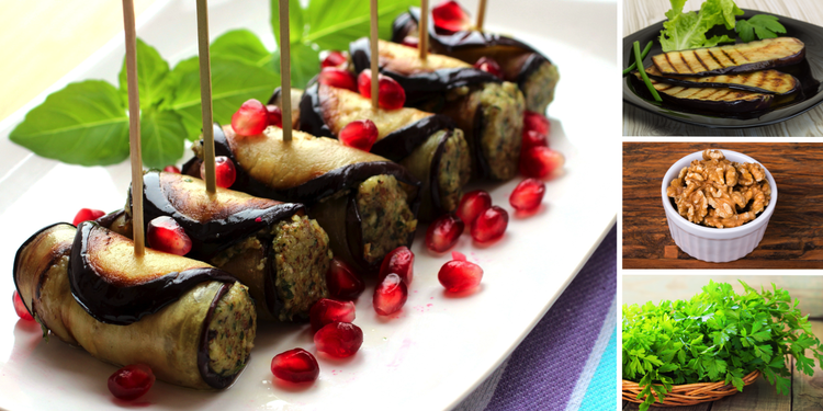 Готовим баклажаны вкусно: рулетики с орехами