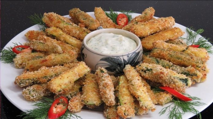 Обалденная закуска кабачки фри с сыром в духовке