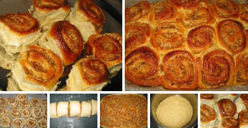 Булочки с яблоком из быстрого теста