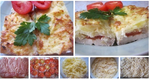 Курица запеченная под тертым картофелем