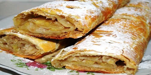 Вкусный яблочный штрудель из песочного теста
