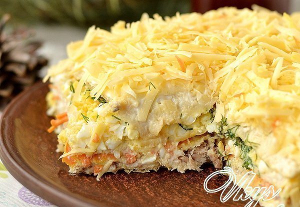 Сытный и очень вкусный закусочный торт — вкус запомнится надолго!