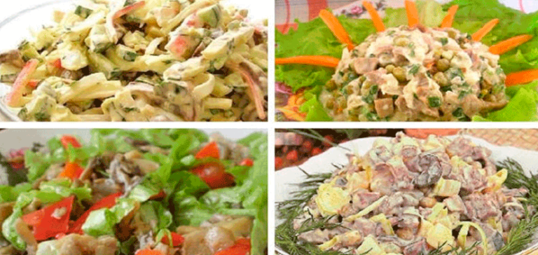 Грибные салатики на любой вкус. Подборка из 10 рецептов