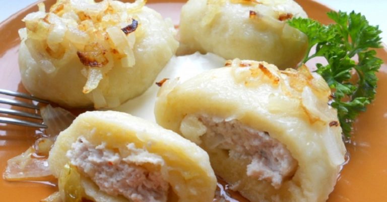 Картофельные галушки с мясом