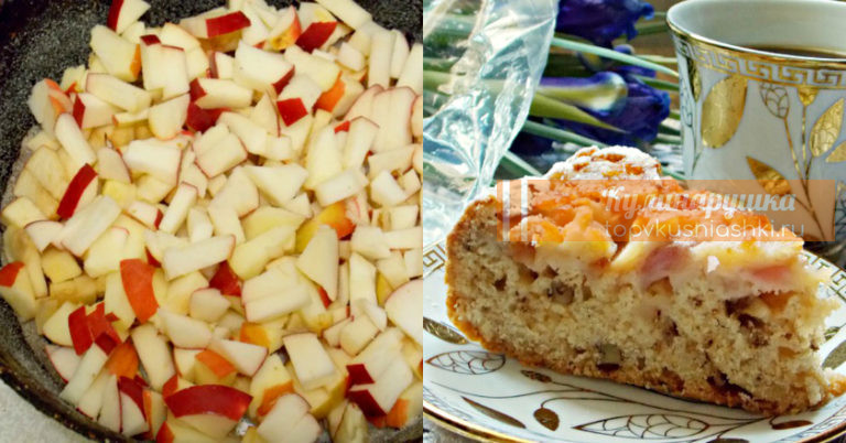 Постная шарлотка с яблоками
