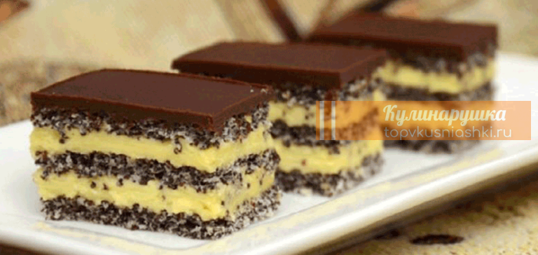 Торт с маком и нежным ванильным кремом. Вкуснейшее сочетание