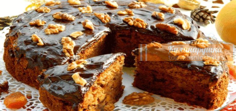 ДОМАШНИЙ ЧАЙНЫЙ ПИРОГ С ГРЕЦКИМИ ОРЕХАМИ И СУХОФРУКТАМИ