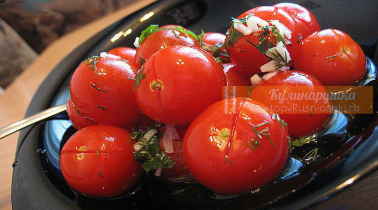 Малосольные помидоры с чесноком. Вкус изумительный