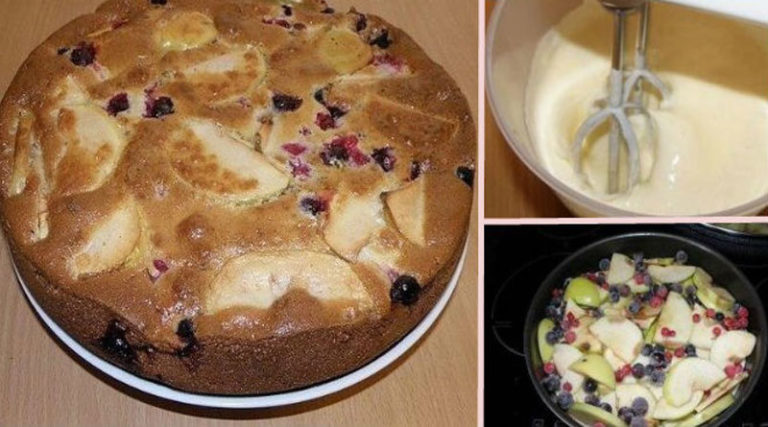 Нарядный, вкусный пирог. Заливная яблочно-ягодная шарлотка