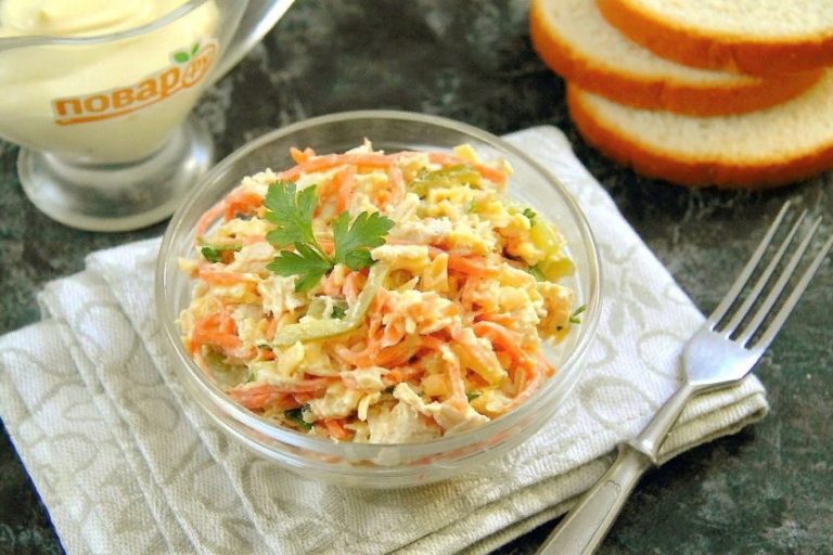 Салат «Лисичка» с корейской морковкой