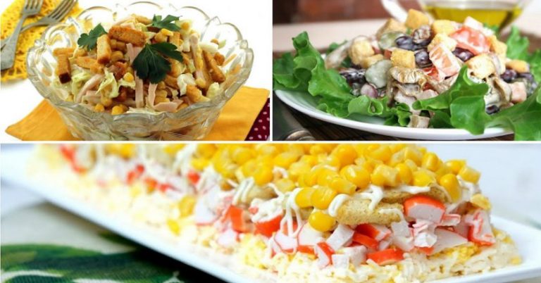 Как приготовить восхитителный салат с сухариками: 9 рецептов
