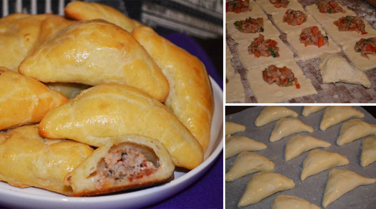 Конвертики с мясом из творожного теста. Ароматная выпечка с золотистой корочкой