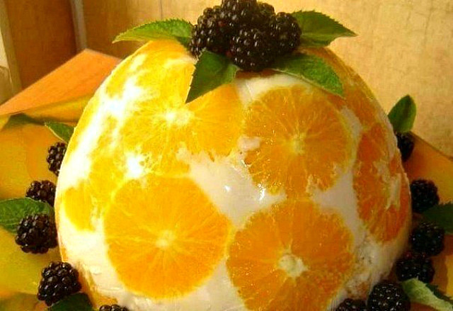 6 Желейный торт «Апельсины в йогурте»