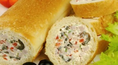 Фаршированный багет с колбасой и сыром: одна из самых привлекательных закусок
