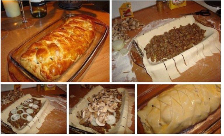 БЫСТРЫЙ МЯСНОЙ ПИРОГ С ГРИБАМИ