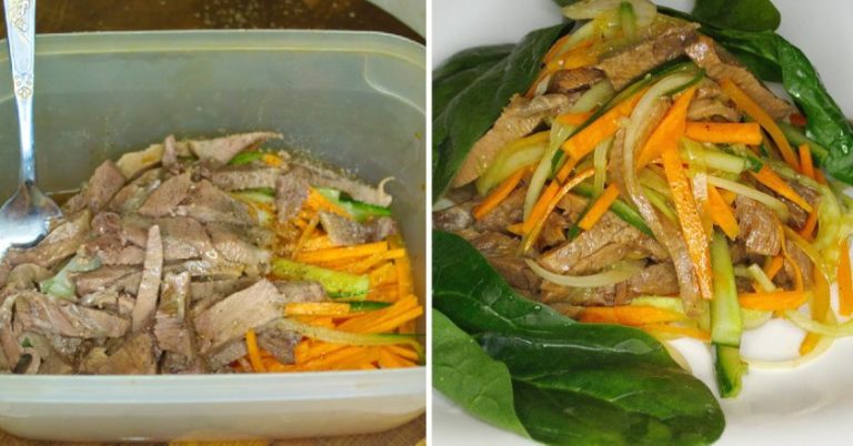 Рецептом салата «Северного» с языком и овощами