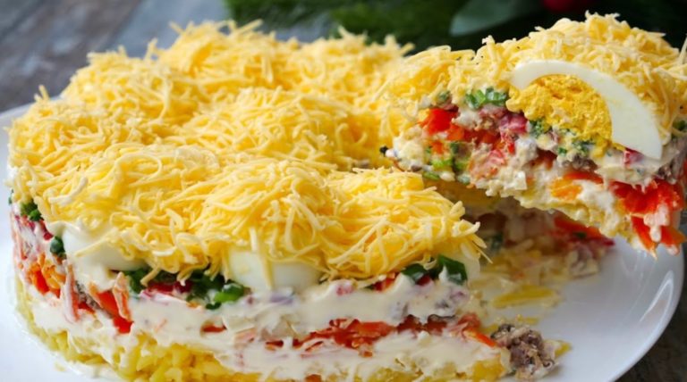 Салат «Сугробы» на праздничный стол. Вкусный и красивый салат на праздник