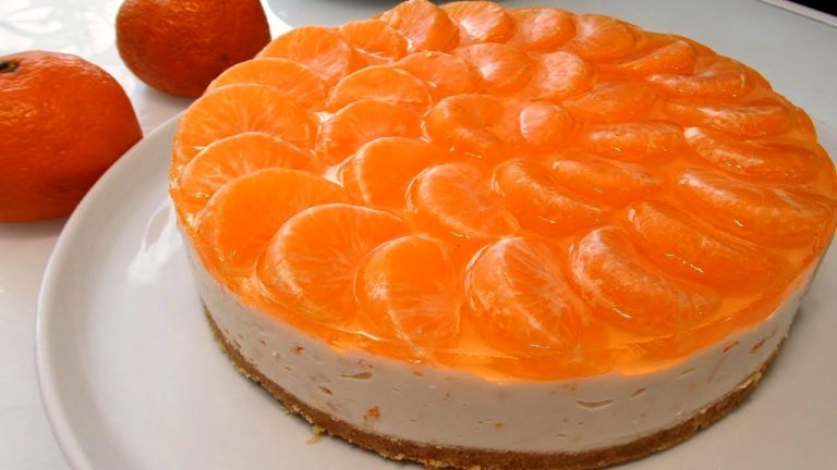 Чизкейк без выпечки с мандаринами