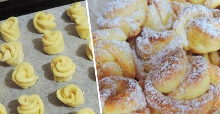 Красивое творожное печенье «Роза»