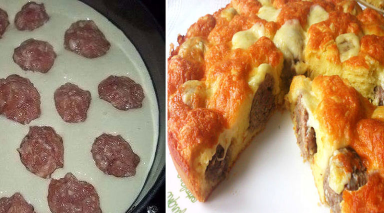 Пирог с фрикадельками под сырной корочкой. Очень вкусный и сытный пирог