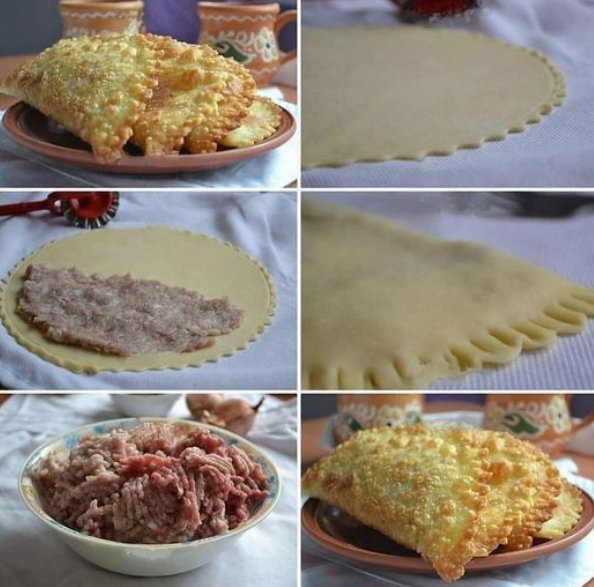 Чебуреки с мясом как в чебуречной – сочная начинка и хрустящее тонкое тесто с пузырьками.