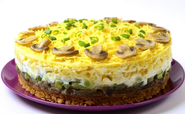 Салат с курицей, ананасами и шампиньонами