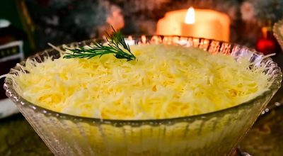 Салат «Париж в снегу». Всего 3 ингредиента — самый быстрый салат под шампанское