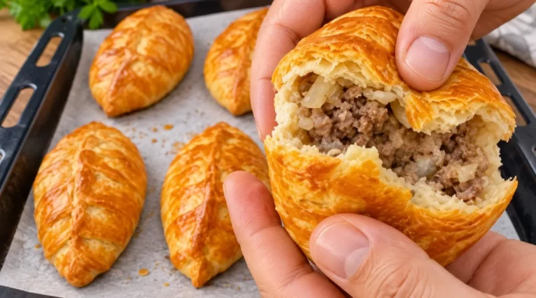Рассыпчатая самса без заморочек: хрустящее тесто и сочная мясная начинка с луком. Вкусно и доступно