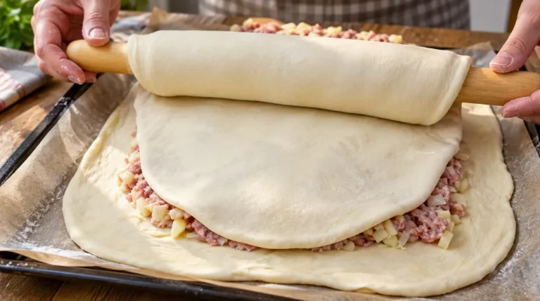 Сил почти не трачу, а вкусно всегда: готовим большой румяный пирог с мясом и картофелем по-домашнему